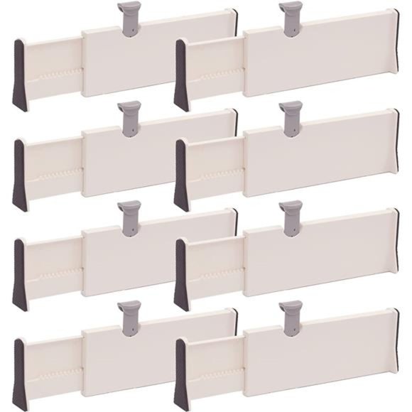 Set of 8 Adjustable Drawer Dividers Organizer Separators Plastic Dresser - Picture 1 of 7